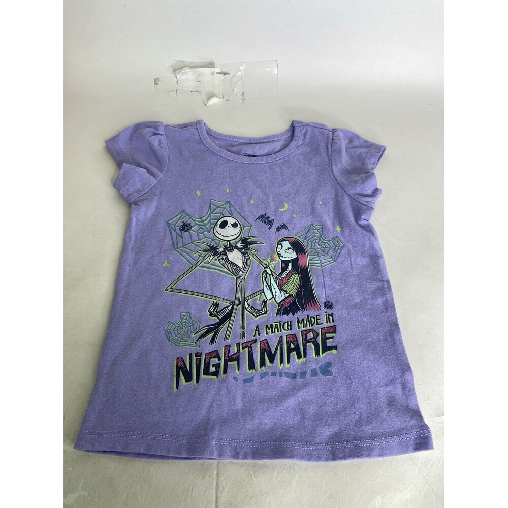 Disney Nightmare Before Christmas Jack Sally Short Sleeve T-Shirt Top Girls 4T